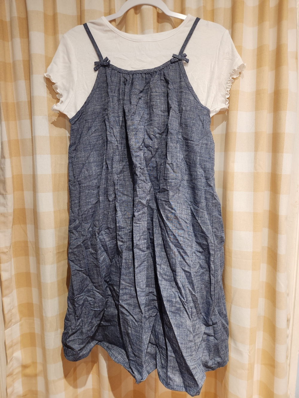 Size XXL wonder nation Blue Chambray Layered Midi Dress with White Tee NWT